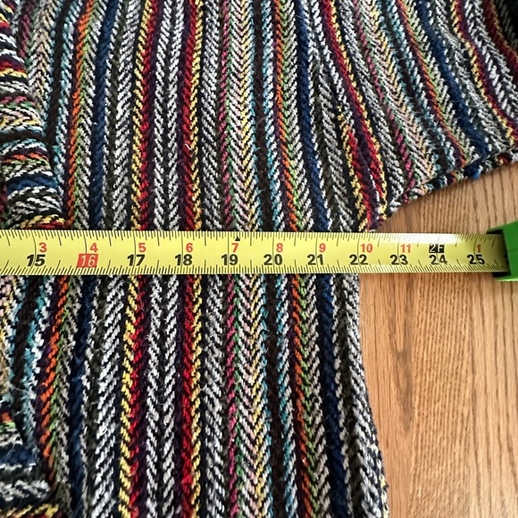 Earth Ragz Vintage 90s Mexican Blanket Baja Joe Red Black Blue Hoodie Mens S - Picture 4 of 8